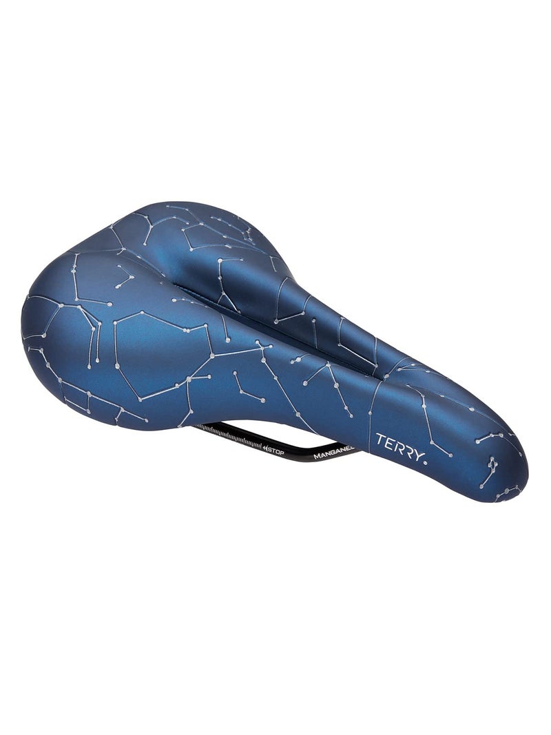 Terry Bike Saddle Womens Butterfly Galactic+ Plus, Comfortable Bicycle Seat for Women - Center Cutaway Reflective Cover Race Saddle - Black Night, - Image 1